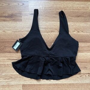 NWT Spanx Pique Longline Flounce Swim Top